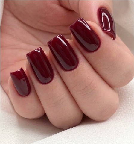 Unhas com esmaltação em gel vinho