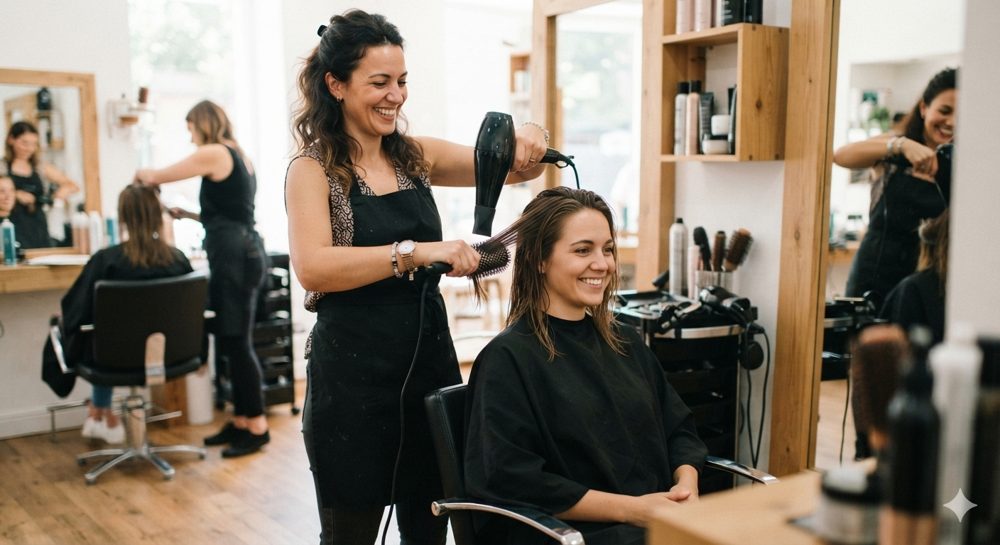 Finalização de cabelo no salão